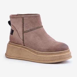Bottes de Neige en Cuir Daim avec Plateforme et Compensée Maciejka 06769-02 Marron Foncé brun 4