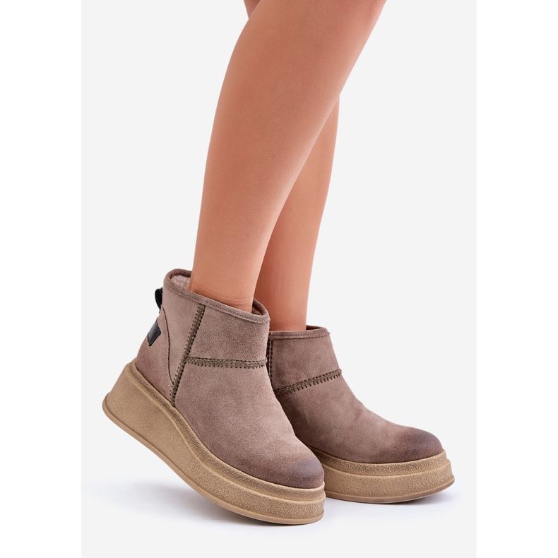 Bottes de Neige en Cuir Daim avec Plateforme et Compensée Maciejka 06769-02 Marron Foncé brun 1