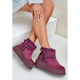 Bottes De Neige En Cuir Daim Sur Plateforme Et Compensée Maciejka 06769-23 Bordeaux rouge 6