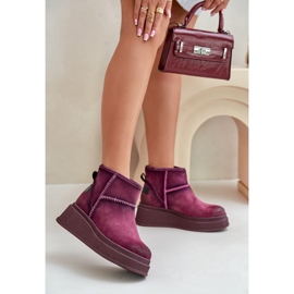 Bottes De Neige En Cuir Daim Sur Plateforme Et Compensée Maciejka 06769-23 Bordeaux rouge 2