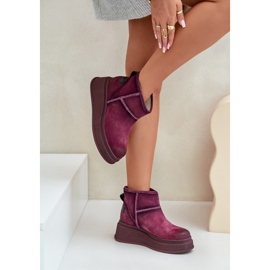 Bottes De Neige En Cuir Daim Sur Plateforme Et Compensée Maciejka 06769-23 Bordeaux rouge 3