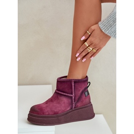 Bottes De Neige En Cuir Daim Sur Plateforme Et Compensée Maciejka 06769-23 Bordeaux rouge 5