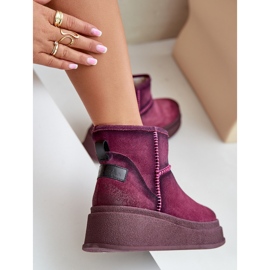 Bottes De Neige En Cuir Daim Sur Plateforme Et Compensée Maciejka 06769-23 Bordeaux rouge 7