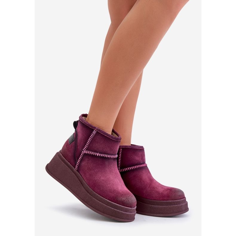 Bottes De Neige En Cuir Daim Sur Plateforme Et Compensée Maciejka 06769-23 Bordeaux rouge 1