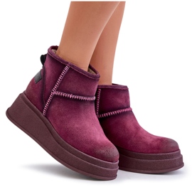 Bottes De Neige En Cuir Daim Sur Plateforme Et Compensée Maciejka 06769-23 Bordeaux rouge 8
