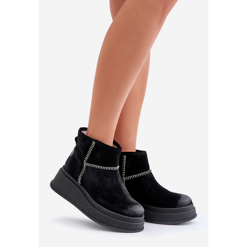 Bottes De Neige En Cuir Daim Sur Plateforme Et Compensée Maciejka 06769-01 Noir le noir 1