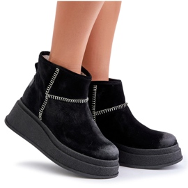 Bottes De Neige En Cuir Daim Sur Plateforme Et Compensée Maciejka 06769-01 Noir le noir 9