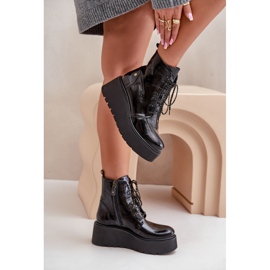 Bottes En Cuir Verni Sur Plateforme Et Compensée Maciejka 06762-01 Noir le noir 5