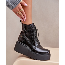 Bottes En Cuir Verni Sur Plateforme Et Compensée Maciejka 06762-01 Noir le noir 6