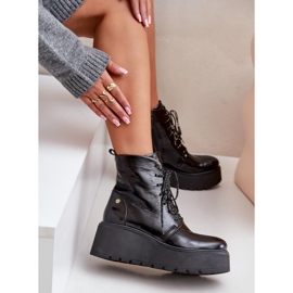 Bottes En Cuir Verni Sur Plateforme Et Compensée Maciejka 06762-01 Noir le noir 7
