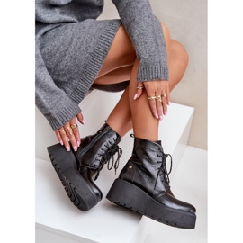 Bottes En Cuir Verni Sur Plateforme Et Compensée Maciejka 06762-01 Noir le noir 8