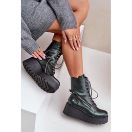 Bottes de Travail en Cuir à Plateforme et Compensée Maciejka 06676-09 Vert 7
