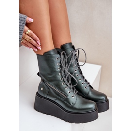 Bottes de Travail en Cuir à Plateforme et Compensée Maciejka 06676-09 Vert 8