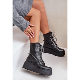 Bottes de Travail en Cuir à Plateforme et Compensée Maciejka 06676-01 Noir le noir 7