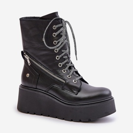 Bottes de Travail en Cuir à Plateforme et Compensée Maciejka 06676-01 Noir le noir 4