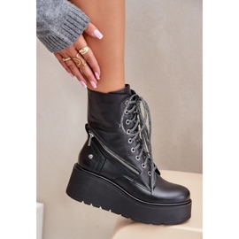 Bottes de Travail en Cuir à Plateforme et Compensée Maciejka 06676-01 Noir le noir 6