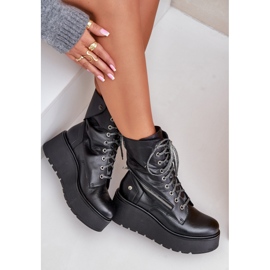 Bottes de Travail en Cuir à Plateforme et Compensée Maciejka 06676-01 Noir le noir 8