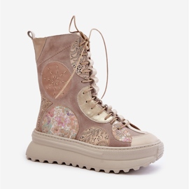 Bottes en Cuir Daim sur Plateforme Chaude Maciejka 06565-04 Beige 4