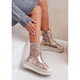 Bottes en Cuir Daim sur Plateforme Chaude Maciejka 06565-04 Beige 7
