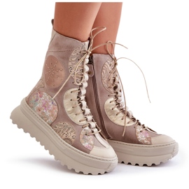 Bottes en Cuir Daim sur Plateforme Chaude Maciejka 06565-04 Beige 9