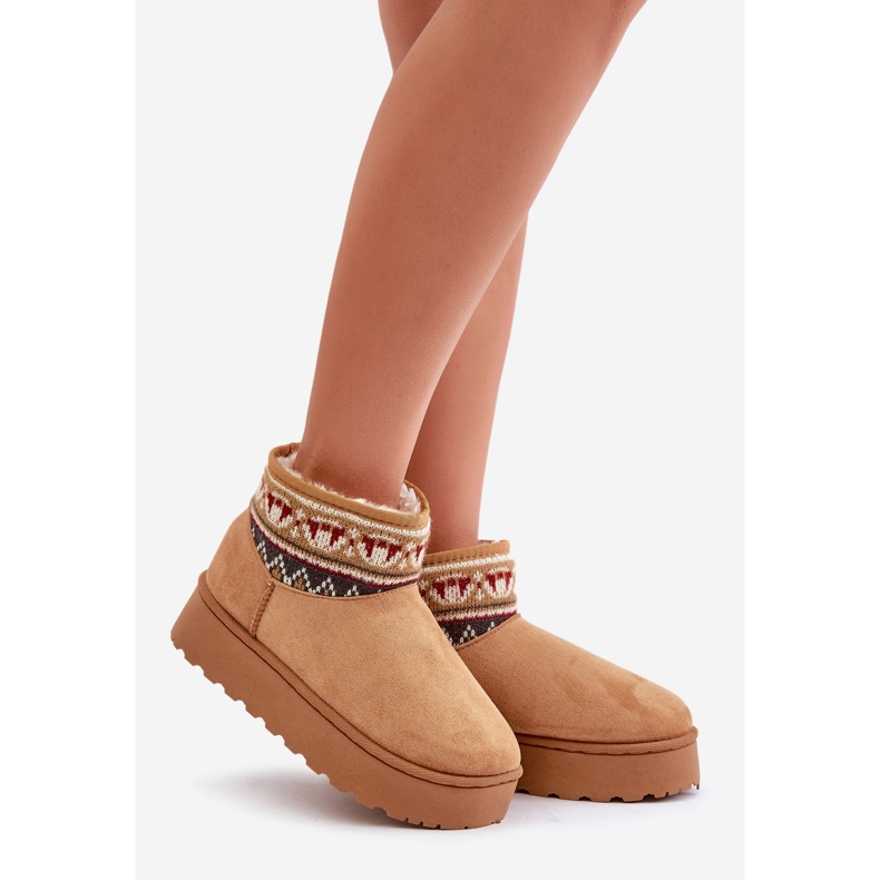 Bottes de neige pour femmes avec motif sur plateforme Camel Avatharia brun 1