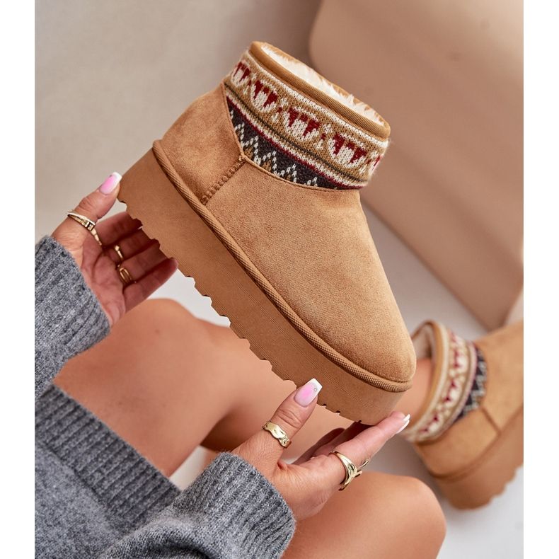 Bottes de neige pour femmes avec motif sur plateforme Camel Avatharia brun 2