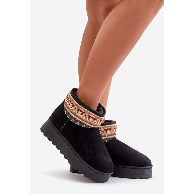 Bottes De Neige Pour Femmes Avec Motif Sur Plateforme Noir Avatharia 1