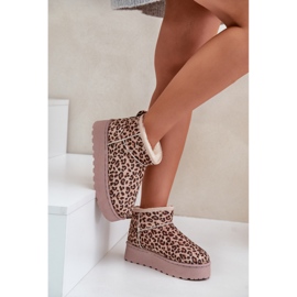 Bottes de neige pour femmes avec imprimé léopard sur plateforme, isolées avec fourrure, marron Xamella brun 2