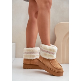 Bottes de neige à plateforme pour femmes avec fourrure et motif Camel Deepanti brun 7