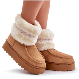 Bottes de neige à plateforme pour femmes avec fourrure et motif Camel Deepanti brun 10