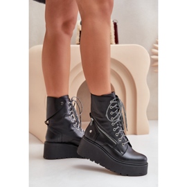 Bottes de Travail en Cuir à Plateforme et Compensée Maciejka 06676-01 Noir le noir 3