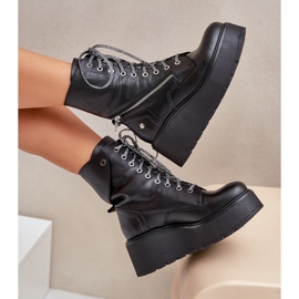 Bottes de Travail en Cuir à Plateforme et Compensée Maciejka 06676-01 Noir le noir 9