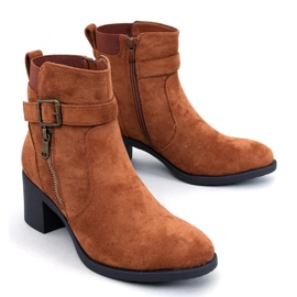 Bottines à talons hauts classiques Irving Camel brun 1