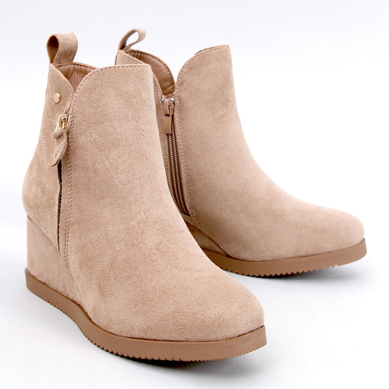 Paxten Bottines compensées en daim kaki beige 1