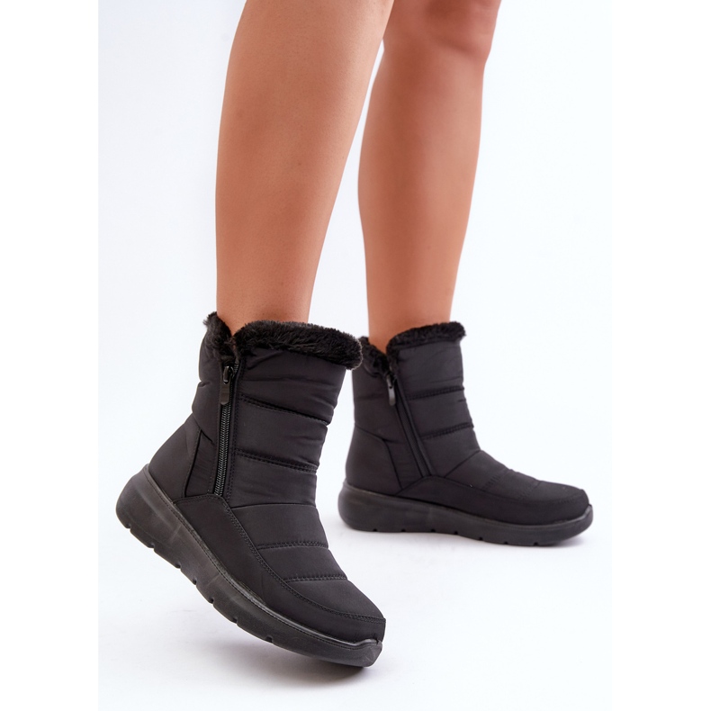 Bottes de neige zippées Dritane noires pour femmes avec fourrure le noir 2