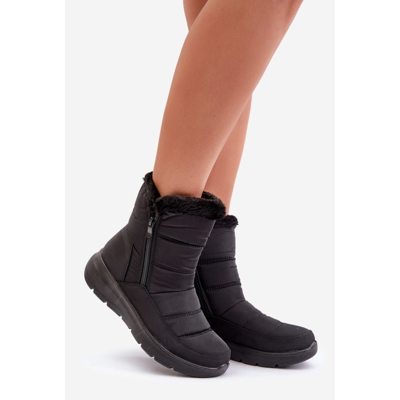 Bottes de neige zippées Dritane noires pour femmes avec fourrure le noir 1