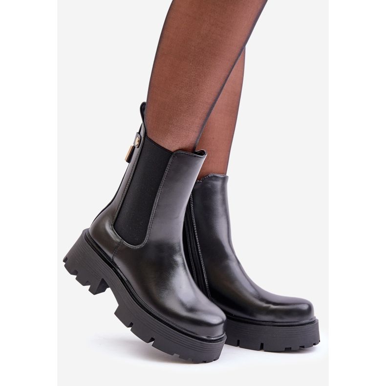 Bottines Chelsea avec fermeture éclair, Cuir Eco Noir Ninnet 1