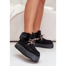 Bottes de neige basses à plateforme avec fourrure pour femmes, noir Neathren 2