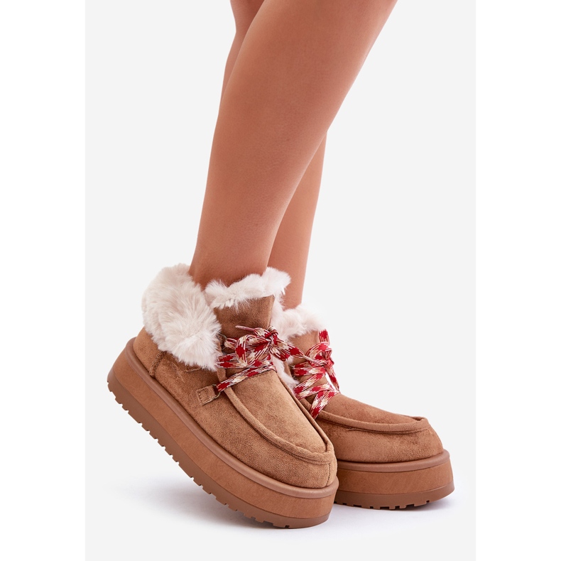 Bottes de neige basses à plateforme pour femmes avec fourrure Neathren camel brun 1