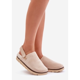 Chaussons plateforme pour femme, doublés de fourrure, peau de mouton beige par Sanilora 1