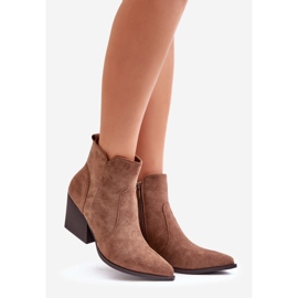 Bottes de cowboy isolées en suède écologique avec fermeture éclair, marron Virtris brun 1