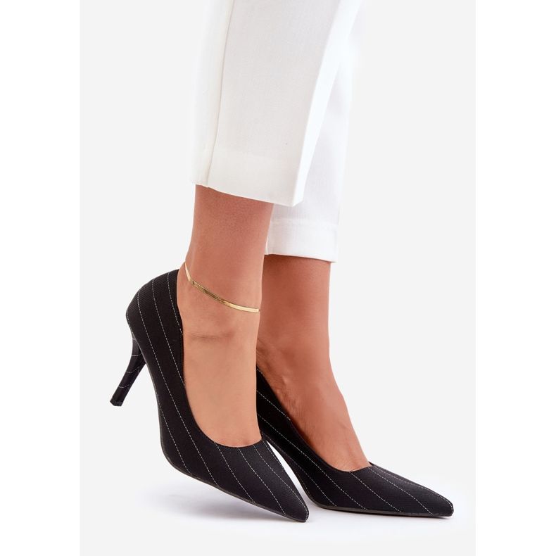 Talons hauts en tissu rayé noir Tifdra pour femmes le noir 1