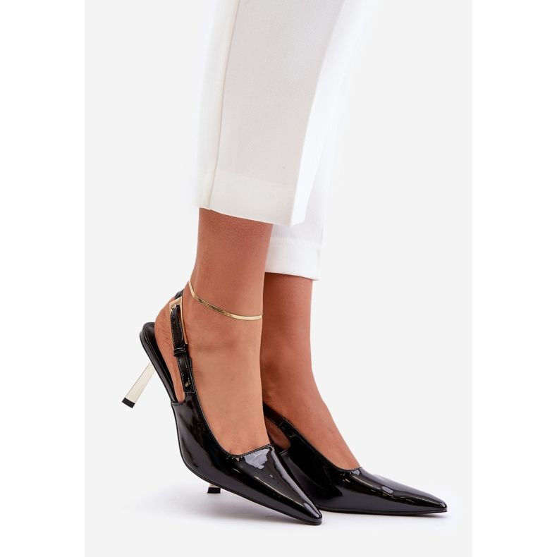 Escarpins vernis à talon ouvert, Noir Filona le noir 1