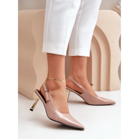 Escarpins vernis à talon ouvert, Beige Filona 2