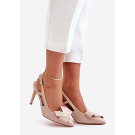Escarpins vernis à talon ouvert, Beige Auroravia 1