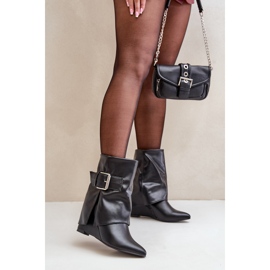 Bottines compensées Vortinia noires avec tige retroussée et boucle le noir 2