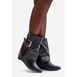 Bottines compensées Vortinia noires avec tige retroussée et boucle le noir 1