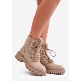 Bottes isolées avec fermeture éclair en éco-cuir, Beige Willatta 1