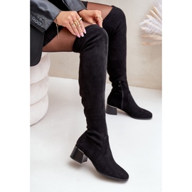 Cuissardes à talons carrés en éco-daim, Noir Galadi le noir 5