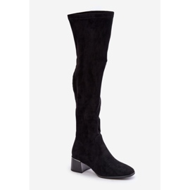 Cuissardes à talons carrés en éco-daim, Noir Galadi le noir 1